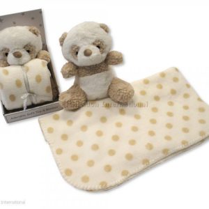 Baby Soft Toy with Blanket in Box - Panda - Cream