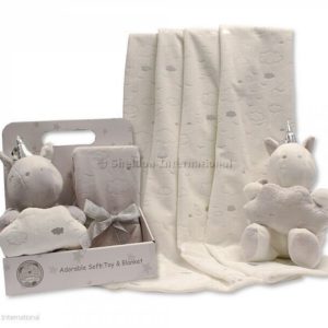 Baby Unicorn Toy with Blanket in Box - Clouds