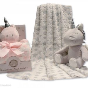 Baby Unicorn Toy with Blanket in Box - Stars