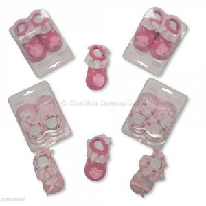 Baby Frilly Socks in Box - Pink Hearts