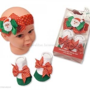 Baby Headband and Socks Set - Santa