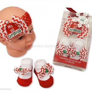 Baby Headband and Socks Set - My First Christmas