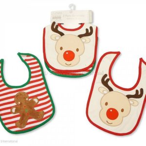 Baby Christmas Cotton Bibs 2 Pack - Reindeer