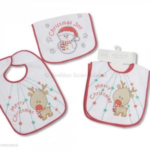 Baby X-Mas Bibs with PEVA Back - Pack of 2