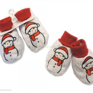 Baby Christmas Booties - Snowman
