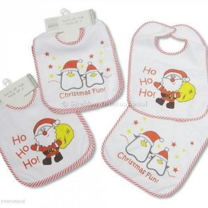 Baby X-Mas Bibs with PEVA Back - Pack of 2