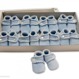 Baby Booties with Button Closure - Sky