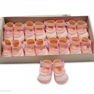 Baby Girls Booties with Ruffles - Pink Baby Girls Booties with Ruffles - Pink