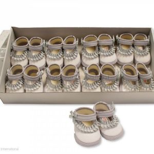 Baby Girls Booties with Ruffles - Grey Baby Girls Booties with Ruffles - Grey
