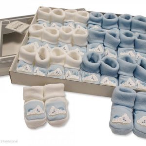 Baby Booties with Embroidery - Teddy