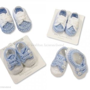 Knitted Baby Booties - Sky Knitted Baby Booties - Sky
