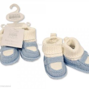 Knitted Baby Boys Booties with Strap Knitted Baby Boys Booties with Strap