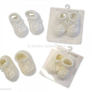 Knitted Baby Booties - White and Cream Knitted Baby Booties - White and Cream
