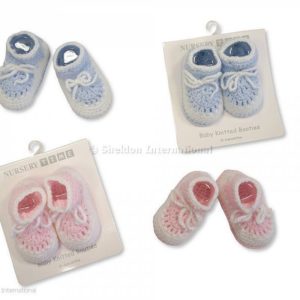 Knitted Baby Booties - Pink and Sky Knitted Baby Booties - Pink and Sky