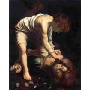 DAVID IN THE ACT OF PICKING UP GOLIATH’S HEAD《MICHELANGELO MERISI DA CARAVAGGIO 1573-1610》