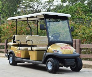 4 WHEEL DRIVE 6 SEAT ELECTRIC GOLF CARS WITH GOLDEN COLOR / ELECTRICAL GOLF BUGGY